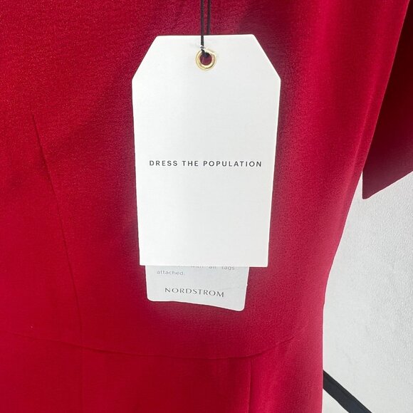 Dress The Population Tiffany One-Shoulder Midi Dress Garnet Red Size XL NWT - Picture 14 of 16